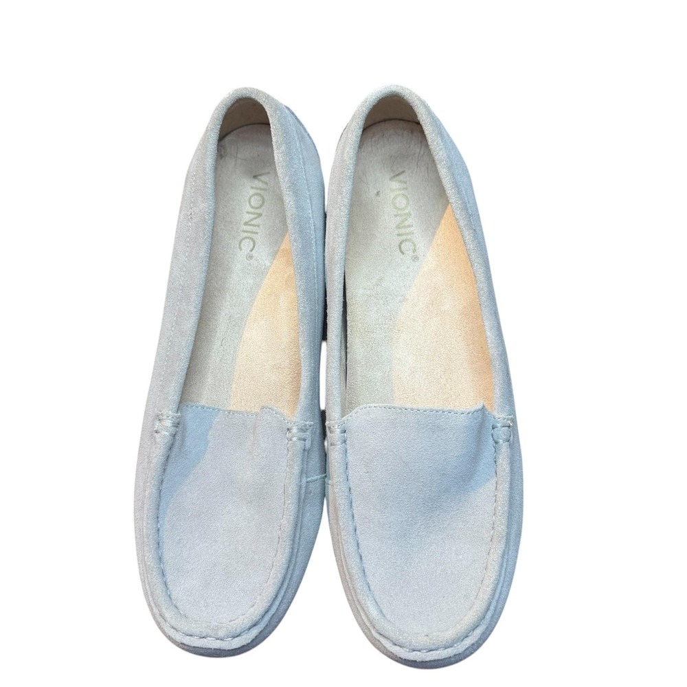 Vionic Debbie Shoes Womens Size 8.5 Gray Suede Loafer Flats Comfort Casual